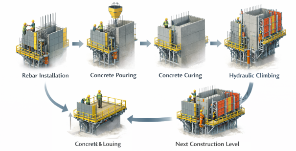 self climbing formwork แบบหล่อปีนเขาด้วยตนเอง