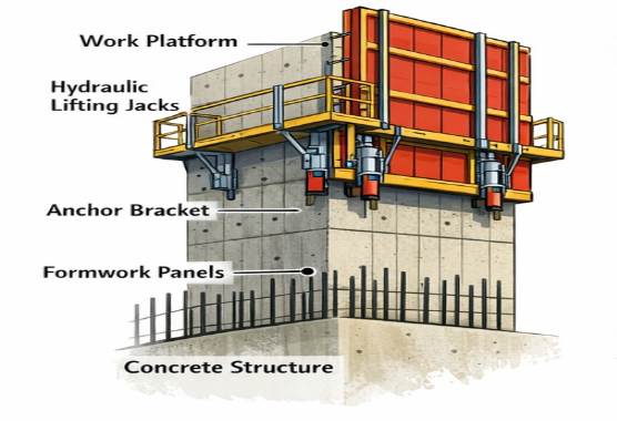self climbing formwork แบบหล่อปีนเขาด้วยตนเอง